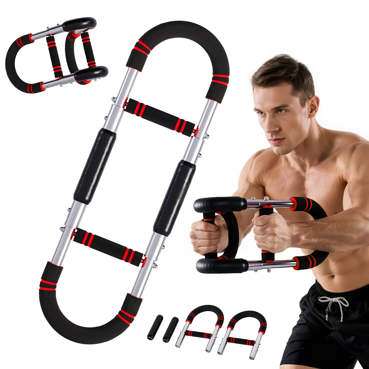 【Soges】Multifunctional U-Shaped Adjustable Hand Strengthener, Foldable Exercise Equipment, All-in-1 Strength Training Gear for Chest, Back & Shoulders, At Home Gym Equipment for Muscle Building