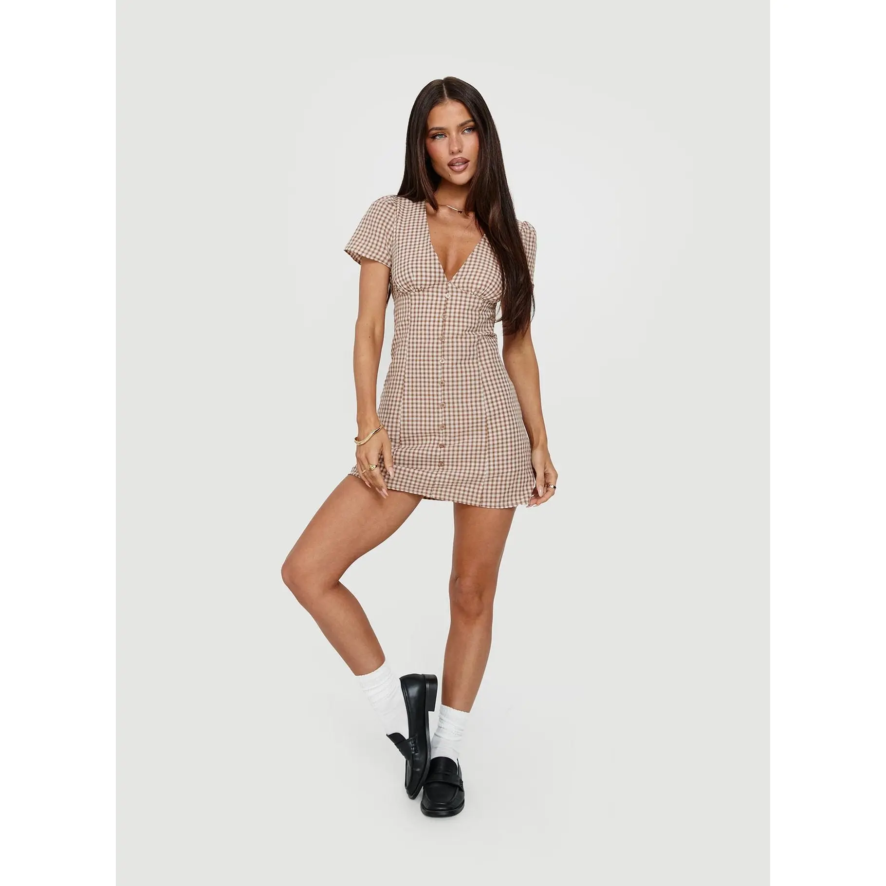 Loveliness Romper Brown Check