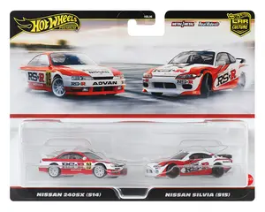 Hot Wheels 1:64 Car Culture Premium 2-Car Set Nissan 240SX (S14) & Nissan Silvia (S15) Diecast Cars