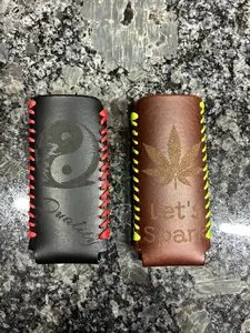 Baseball hand stitched leather lighter case