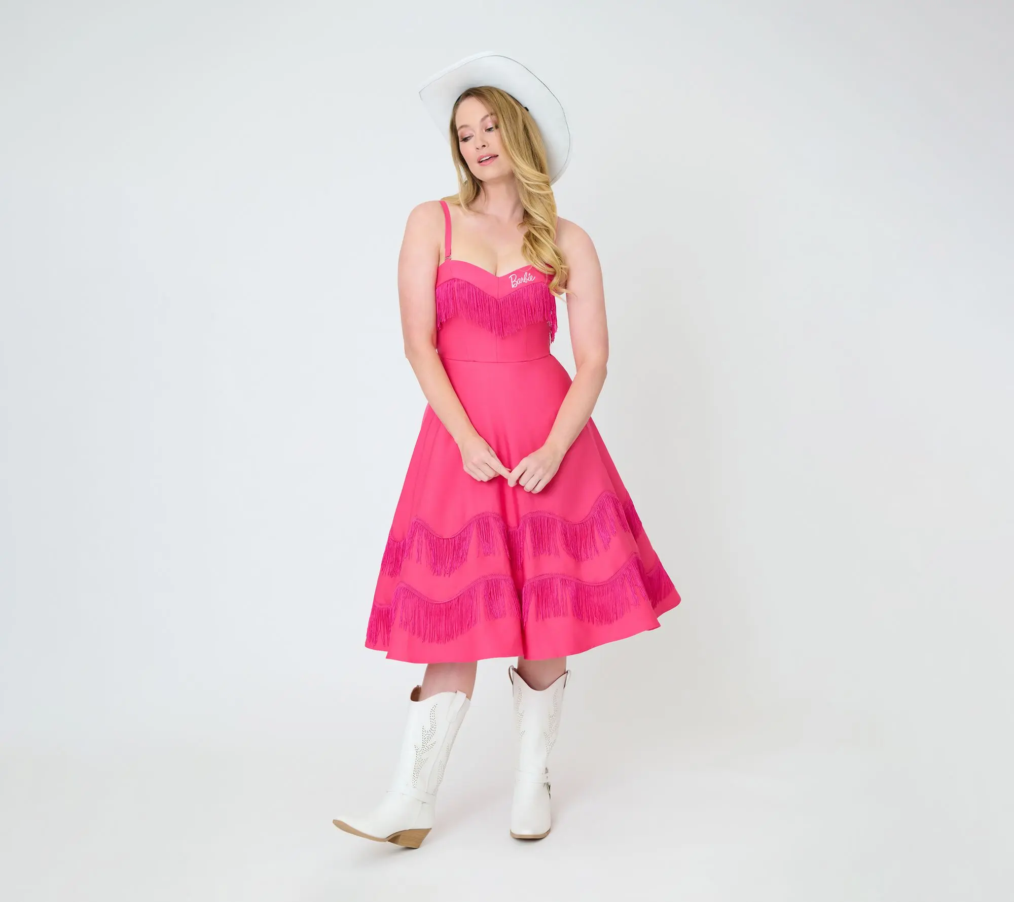 Unique Vintage x Barbie  Hot Pink Fringe Girlie Swing Dress