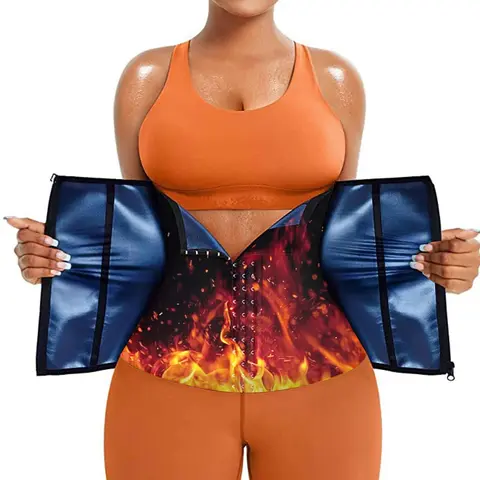 Women's Sports Sweat Band Silver Ion Sauna Vest, Fitness Outdoor Waist Belt, Combination Of Zipper And Buckle Bind Belt Waist Trainer Womenswear Polyester Shapewear