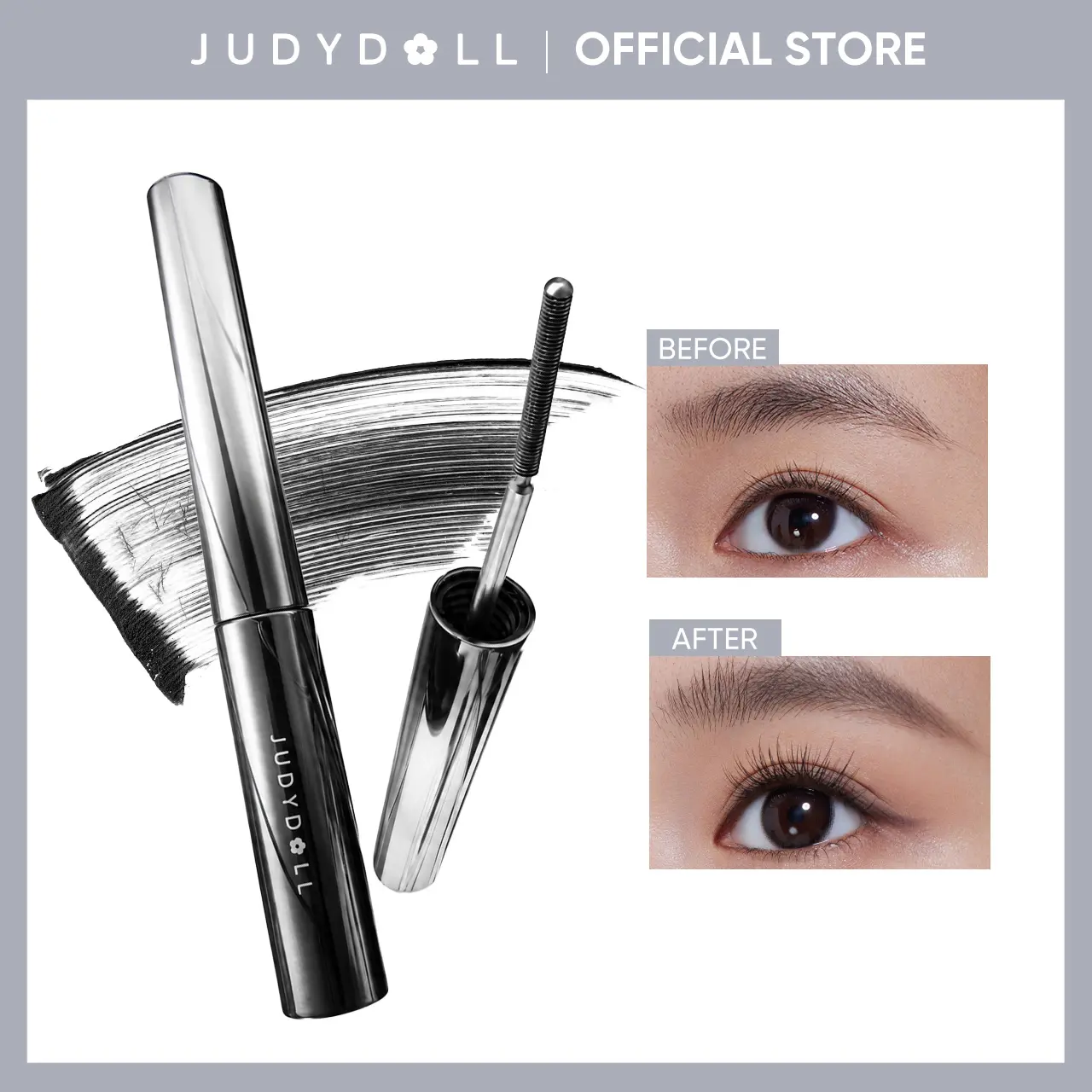 JUDYDOLL PRO 3D Curling Eyelash Iron Mascara, Curling Effect, Long-Lasting Wear, Volumizing Formula, Easy Application, Smudge-Proof, Water-Resistant, Makeup, Cosmetics, Party, Holiday Gift, Refresh Look, Summerwins, Water Proof, (3G) 6°Curling Design #01B