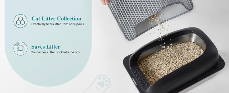 Enclosed Stainless Steel Cat Litter Box with Lid Extra Large Litter Box for Big Cats XL Metal Litter Pan Tray with High Wall Sides Enclosure, Non-Sticky, Anti-Leakage, Easy Cleaning