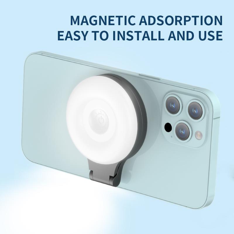Magnetic Selfie Light for Phones, Portable Rechargeable LED Ring Light, 180° Flippable Phone Fill Light for Selfies, Makeup, Live Streaming, Video Calls