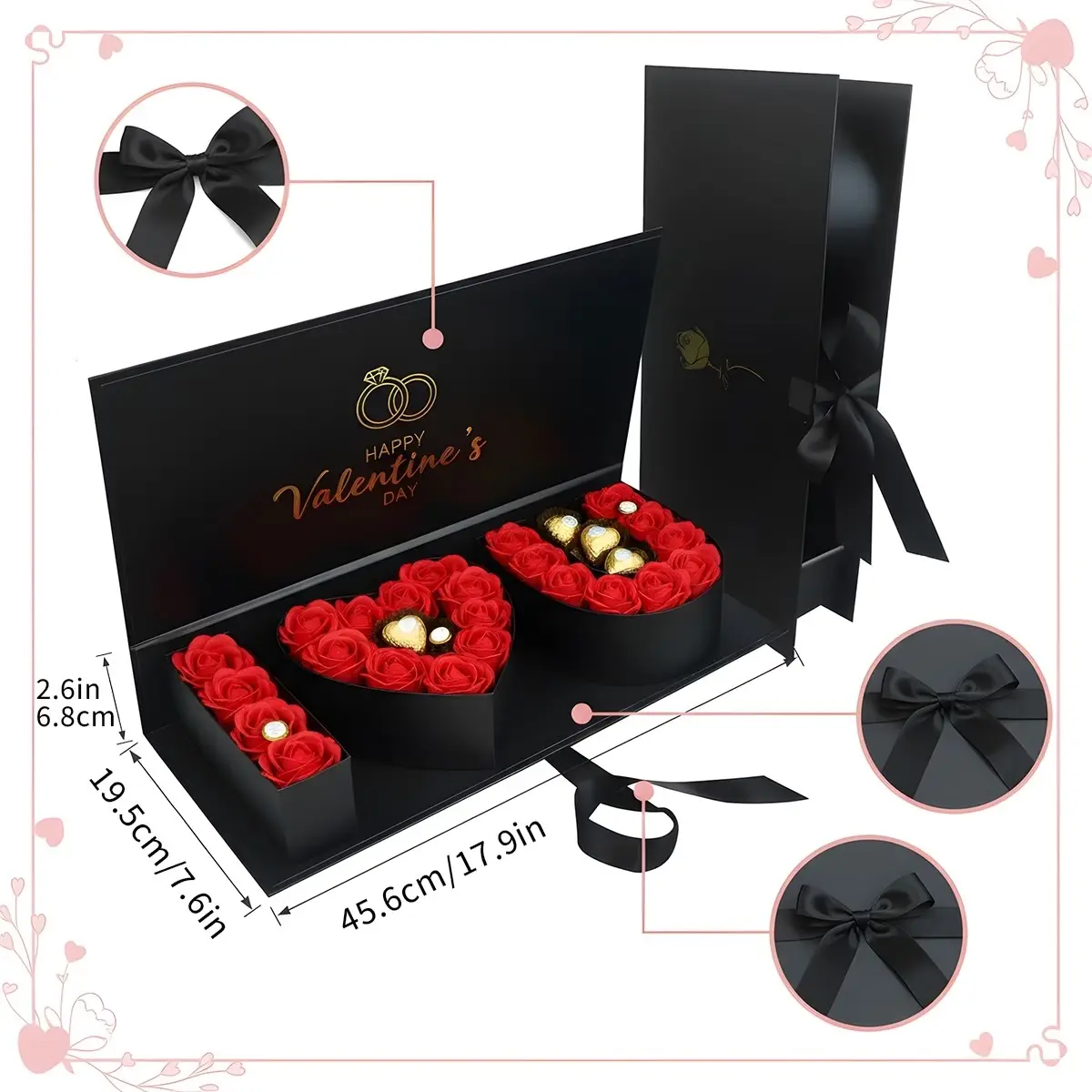 "i Love You" Gift Box with Colorful Ribbon, Romantic Gift Box, Beautiful Gift Box, Empty Cardboard Box for Candies, Flowers, Souvenirs, Mother's Day, Valentine's Day, Birthday Gifts