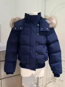 Autumn Winter Fur Hooded Jacket Women Outerwear Thick Dowon Cotton Padded Slim Short Parkas Female Cropped Puffer Bubble Coat