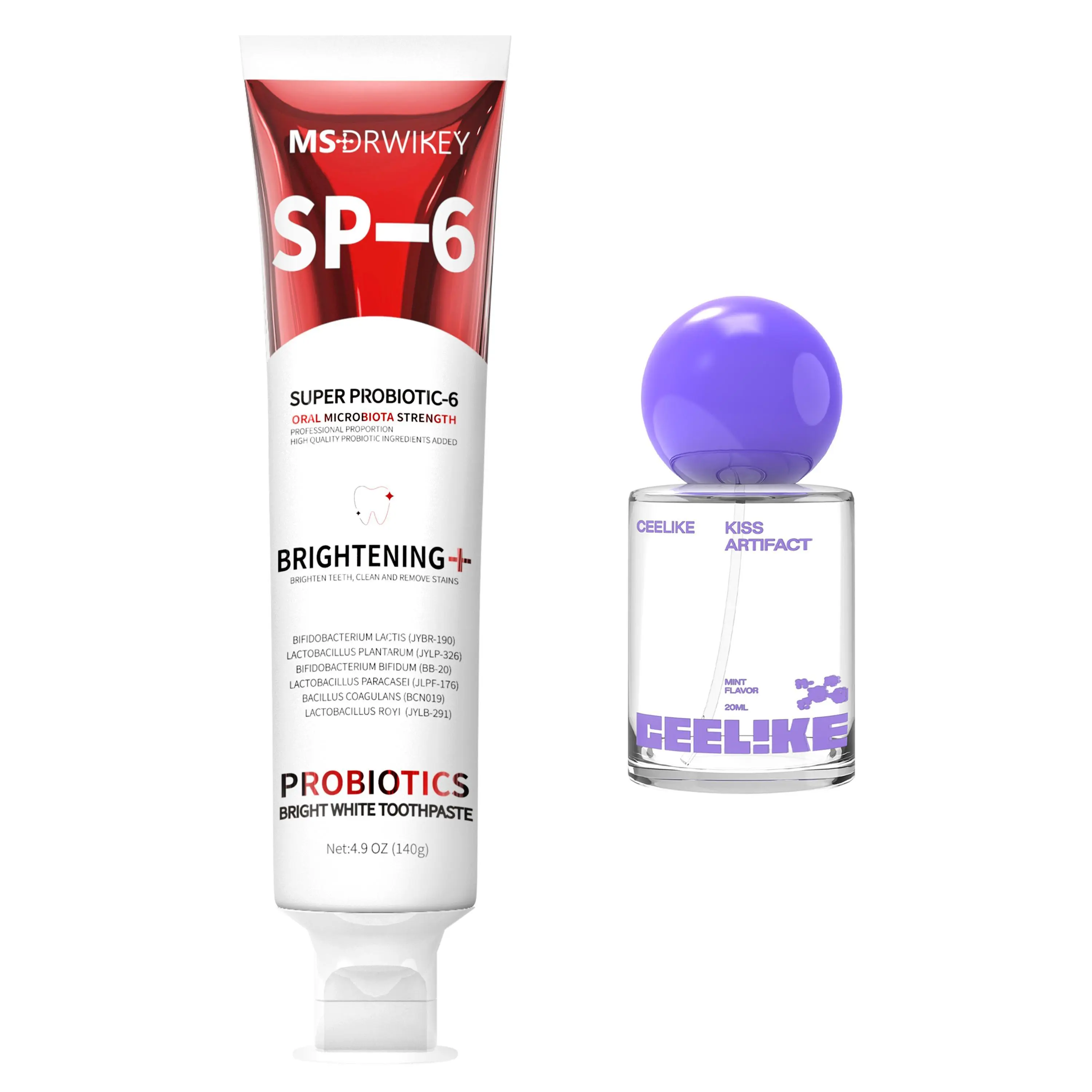 CEELIKE Oral Care Set - SP-6 Hydroxyapatite Toothpaste, 7-Pro Toothpaste & Oral Spray, Clean, Teethwhitening, Selfcare, Dental Support, Minty Fresh Breath, 24-Month Shelf Life, Mini Toiletries for Purse