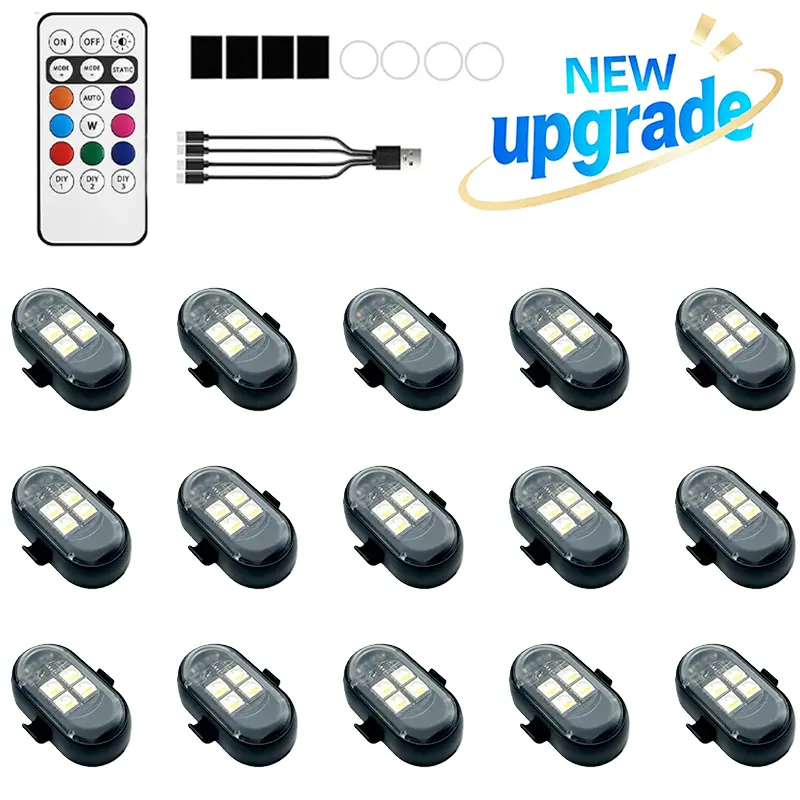 [2026 Upgraded] ] Multi-Color USB Rechargeable LED Ambient Lights for Car Interior, Stylish Auto Decoration and Night Lighting