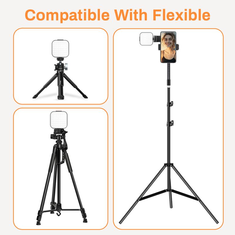 Portable LED rechargeable selfie light with front and rear clip-on cell phone light, adjustable 5 lighting modes for cell phone, IPhone, Android, IPad, laptop, makeup, selfie, video conference