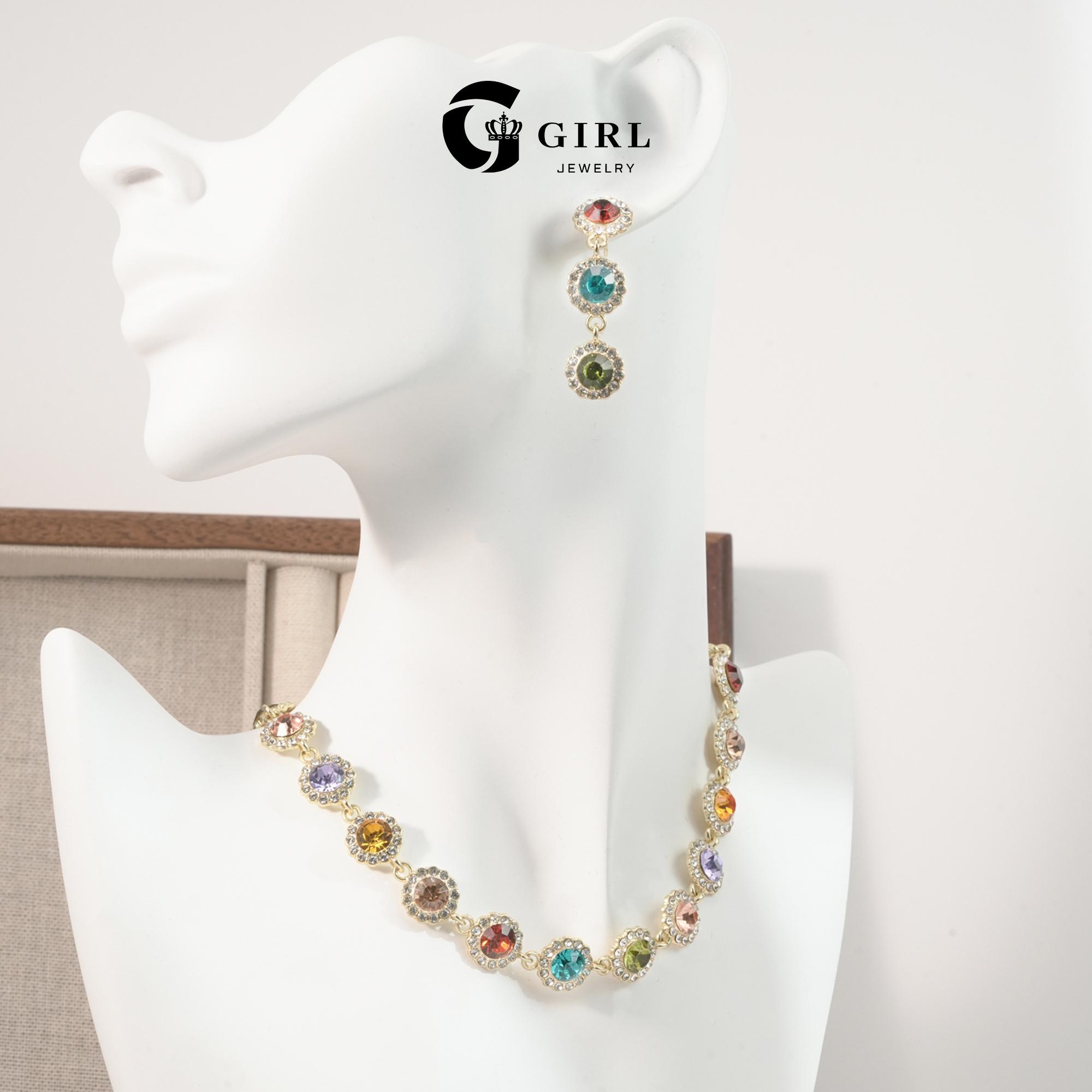 GGIRL Colorful Rhinestone Jewelry Set - Multi Color Bracelet & Shining Earrings - Stackable Choker Necklace - Unisex Daily Wear Gift Party Accessory for Various Festivals Fashion Jewelry Gift for Holiday Haul Christmas Birthdays Anniversaries GGIRL Colorful Rhinestone Jewelry Set - Multi Color Bracelet & Shining Earrings - Stackable Choker Necklace - Unisex Daily Wear Gift Party Accessory for Various Festivals Fashion Jewelry Gift for Holiday Haul Christmas Birthdays Anniversaries
