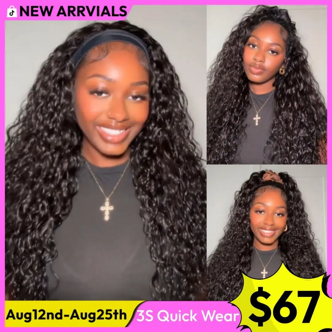 UNice Zero Stress Water Wave Zip Headband Wig Human Hair with Drawstring Glueless No Slipping Secure All Day Wigs 2-In-1 Switch Half Wig 3S Quick Wear Beginners Friendly Summer Wig SummerArrvials #SoHoChic #TikTokShopBackToSchool