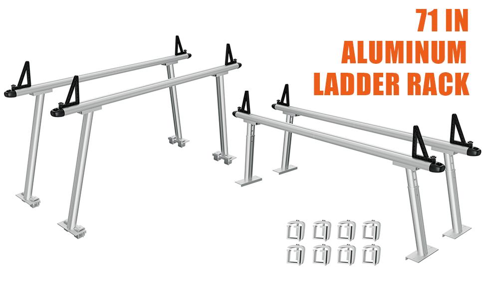 【GARVEE】71" Aluminum Ladder Truck Rack with 800lbs Capacity, Includes 8 Non-Drilling C-Clamps, Heavy Duty Two-Bar Set for Secure Truck Bed Use 【GARVEE】71" Aluminum Ladder Truck Rack with 800lbs Capacity, Includes 8 Non-Drilling C-Clamps, Heavy Duty Two-Bar Set for Secure Truck Bed Use