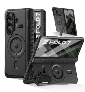 Dexnor Magnetic for Samsung Galaxy Z Fold 7 Case with Dual Kickstands & Front Screen Protector & Hinge Protection, Compatible with MagSafe, Full-Body Rugged Protective Cover Bumper Cases,6.5"