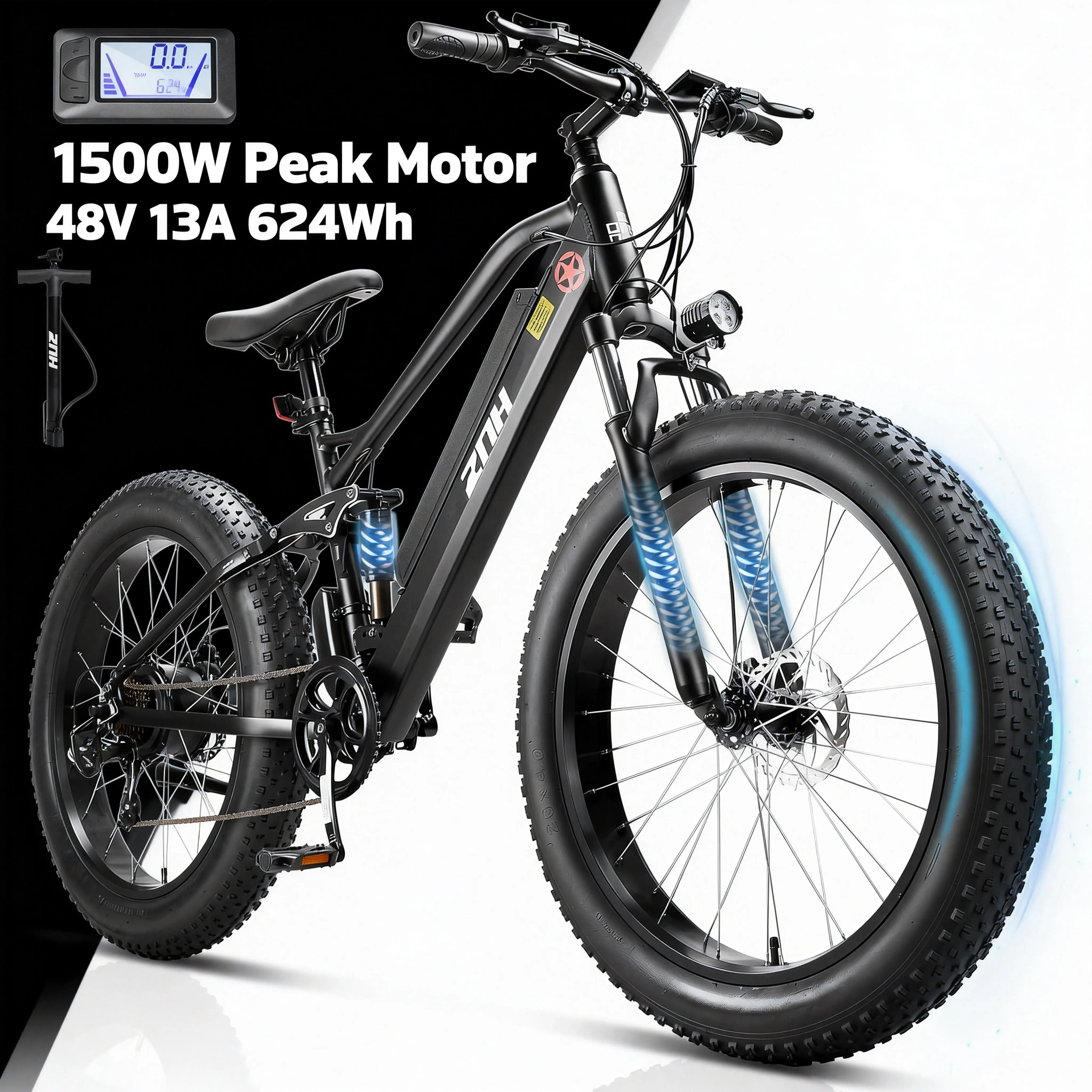 ZNH 1500W Fat Tire Electric Bike for Adults  26" x 4" All-Terrain Ebike with 48V Battery, UL Certified Off-Road Electric Bicycle summerwins
