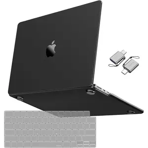 MOSISO Compatible with MacBook Air 13 inch Case 2025 2024 2023 2022 M4 A3240 M3 A3113 M2 A2681, Ultra-Thin Natural Original Color Hard Case&Keyboard Cover&Type C for MacBook Air 13.6, Black Clear