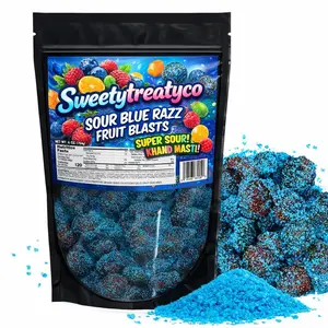 Blue Raspberry 8 OZ Sour Gushers Snack Candy  bag  Sweet Bonbon viral sour Tangy Candies Sour Gummy Variety Sour Gummy Worms