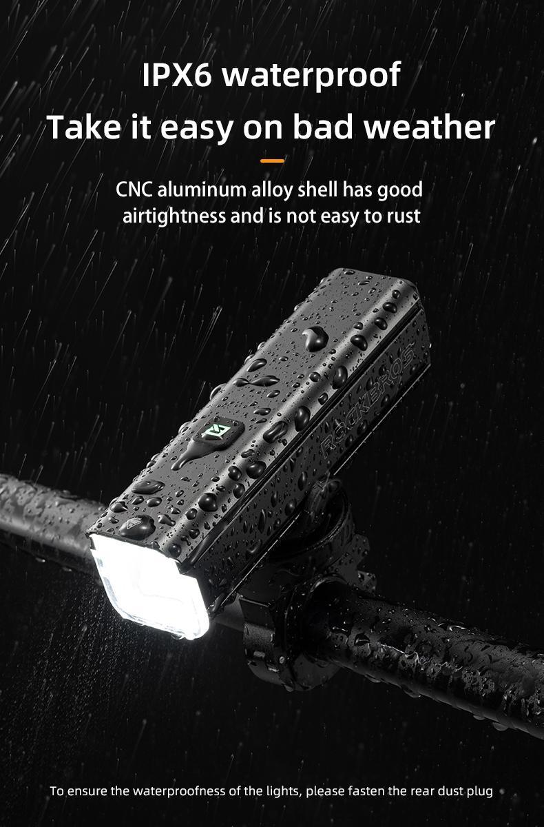 ROCKBROS Bike Light 1000 Lumens USB Rechargeable Bike Headlight Led IPX6 Waterproof Bike Front Light 5 Modes Aluminum Alloy Super Bright Bike Light for Night Riding