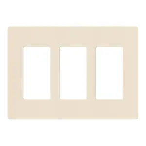 Lutron CW-3-LA Claro Standard 3-Gang Decora Screwless Wall Plate, Light Almond