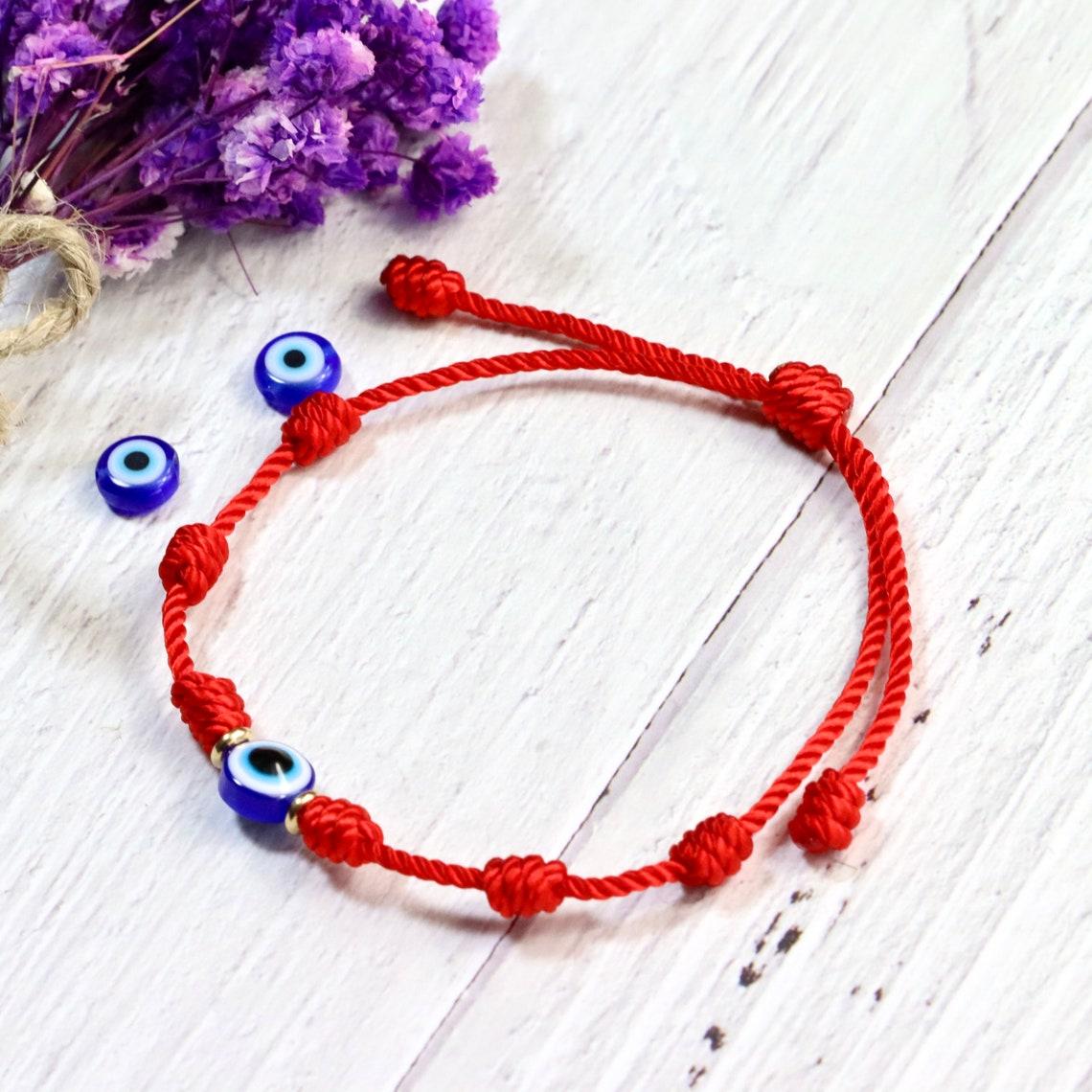 2 PCS Pack Evil Eye Bracelet 7 Knots Spanish Red Protection Bracelet Luck Healing Friendship Bracelet Gift for her, gift for him
