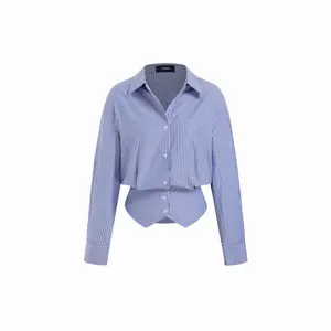Cider Cotton Striped Long Sleeve Blouse
