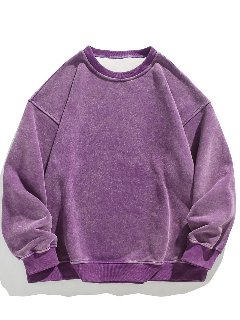 Men's Regular Fit Plain Crewneck Sweatshirt Long Sleeve Pullover Warm Comfortable Ribbed Classic Top Casual Long Sleeve for Fall Winter Menswear