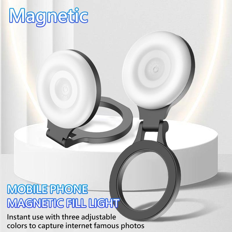 Portable Magnetic Phone Ring Light, 180° Flip Rechargeable LED Selfie Light for Live Streaming, Video Calls, Makeup, YouTube & TikTok