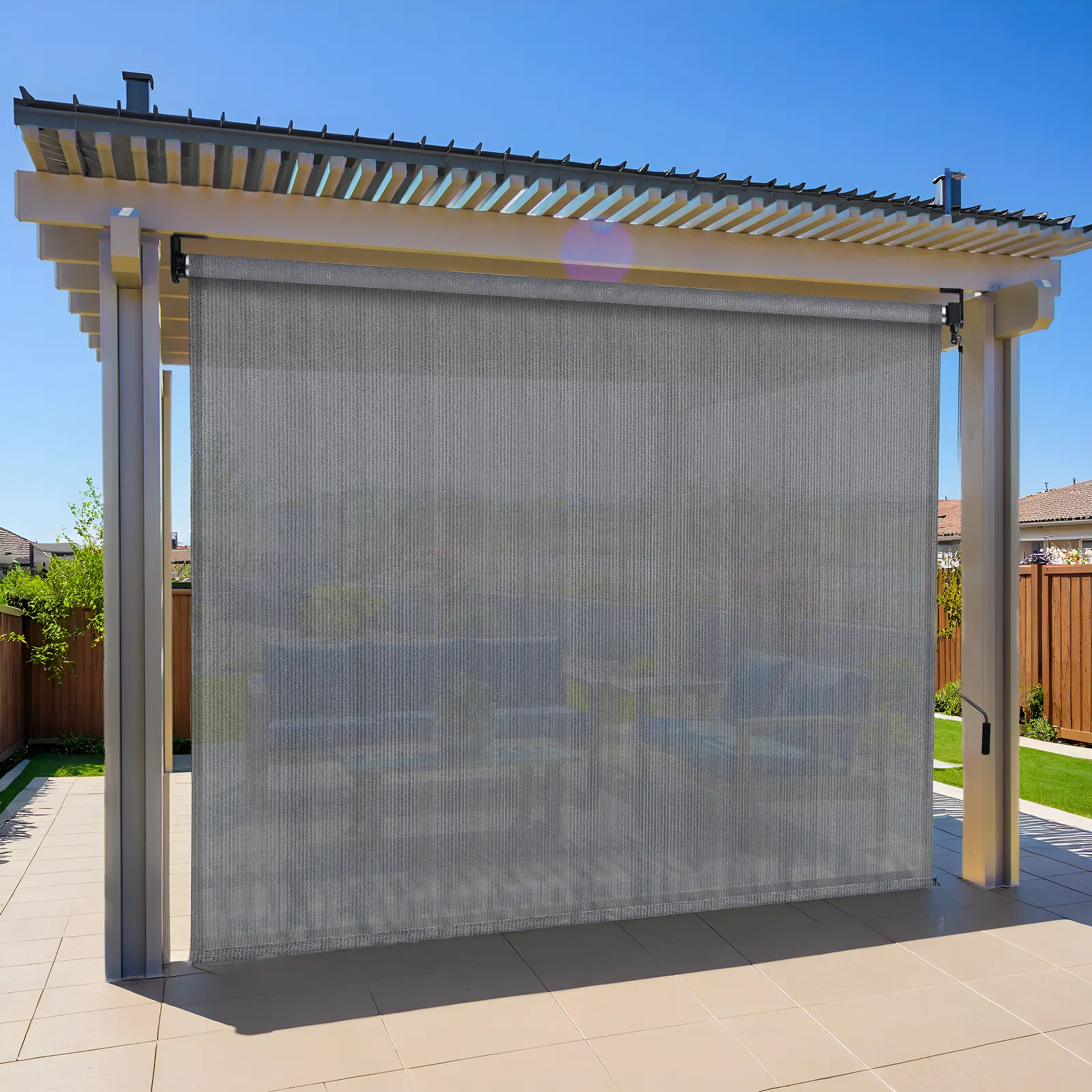 【backtoschool】TLGREEN Outdoor Roller Sun Shade, HDPE Shade Cloth for Pergola Patio, Aluminum Tube with Cordless Wand Crank Operation, Sunshade for Outdoor Patio, Porch, and Garden ,Adjustable Canopy, outdoor patio, umbrellas for patio, sombr, umbrellas fo