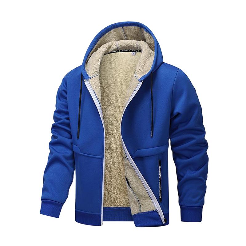 2PCS - Autumn And Winter Men's Simple Solid Color Hoodie, Drawstring Hooded Cardigan Coat, Men's Winter Clothing, Autumn And Winter Sports Outdoor Wear