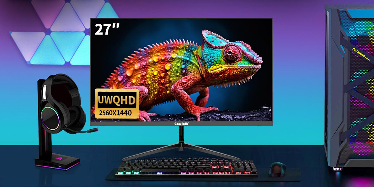 27 Inch WQHD 120Hz Gaming Monitor Flat Display – 2560×1440,HDMI & DP Inputs, VESA Wall-Mount, G-Sync, Wide Color Gamut for Immersive Gameplay