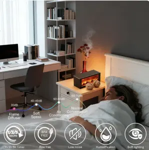 Flame Humidifier with 7-Color LED & Remote Control, Large Capacity Quiet Humidifier for Bedroom, Office aroma life shop natural diffuser