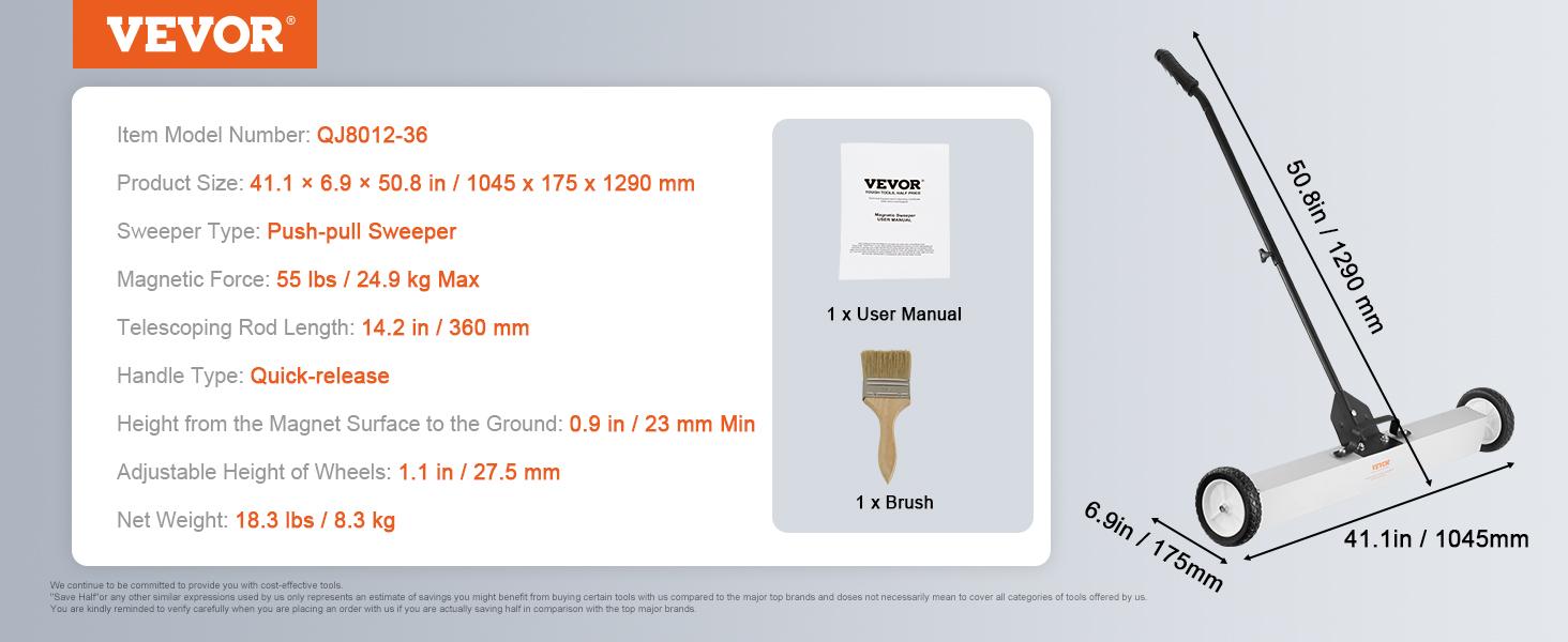 VEVOR 55Lbs Rolling Magnetic Sweeper with Wheels, TikTokShopBlackFriday,Push-Type Magnetic Pick Up Sweeper, 24-inch Large Magnet Pickup Lawn Sweeper with Telescoping Handle, Easy Cleanup of Workshop Garage Yard VEVOR 55Lbs Rolling Magnetic Sweeper with Wheels, TikTokShopBlackFriday,Push-Type Magnetic Pick Up Sweeper, 24-inch Large Magnet Pickup Lawn Sweeper with Telescoping Handle, Easy Cleanup of Workshop Garage Yard