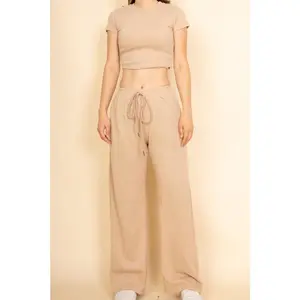 Relaxed Fit Top and Wide-Leg Pants Set