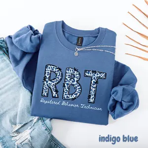 RBT Leopard Sweatshirt, Registered Behavior Technician Bow Crewneck, ABA Therapist Gift, Behavior Tech Graduation Sweater, RBT Mental Health