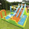 Inflatable Water Slide Adventure Giant Water Park Bounce House with 2 Long Slides Splash Pool Trampoline Climbing Wall Ring Toss Game 550W Air Blower for Kids Backyard Garden Indoor Outdoor Use