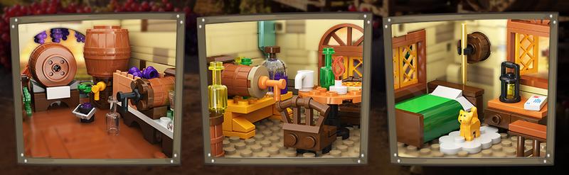 Winery Chateau House Building Set with Lights, Vineyard Castle Construction Model Home Decor, 1826 PCS Vine Estate Autumn Cabin Building Block Kit Gift for Mothers Day Adults Teens Boys Girls,Christmas Gift