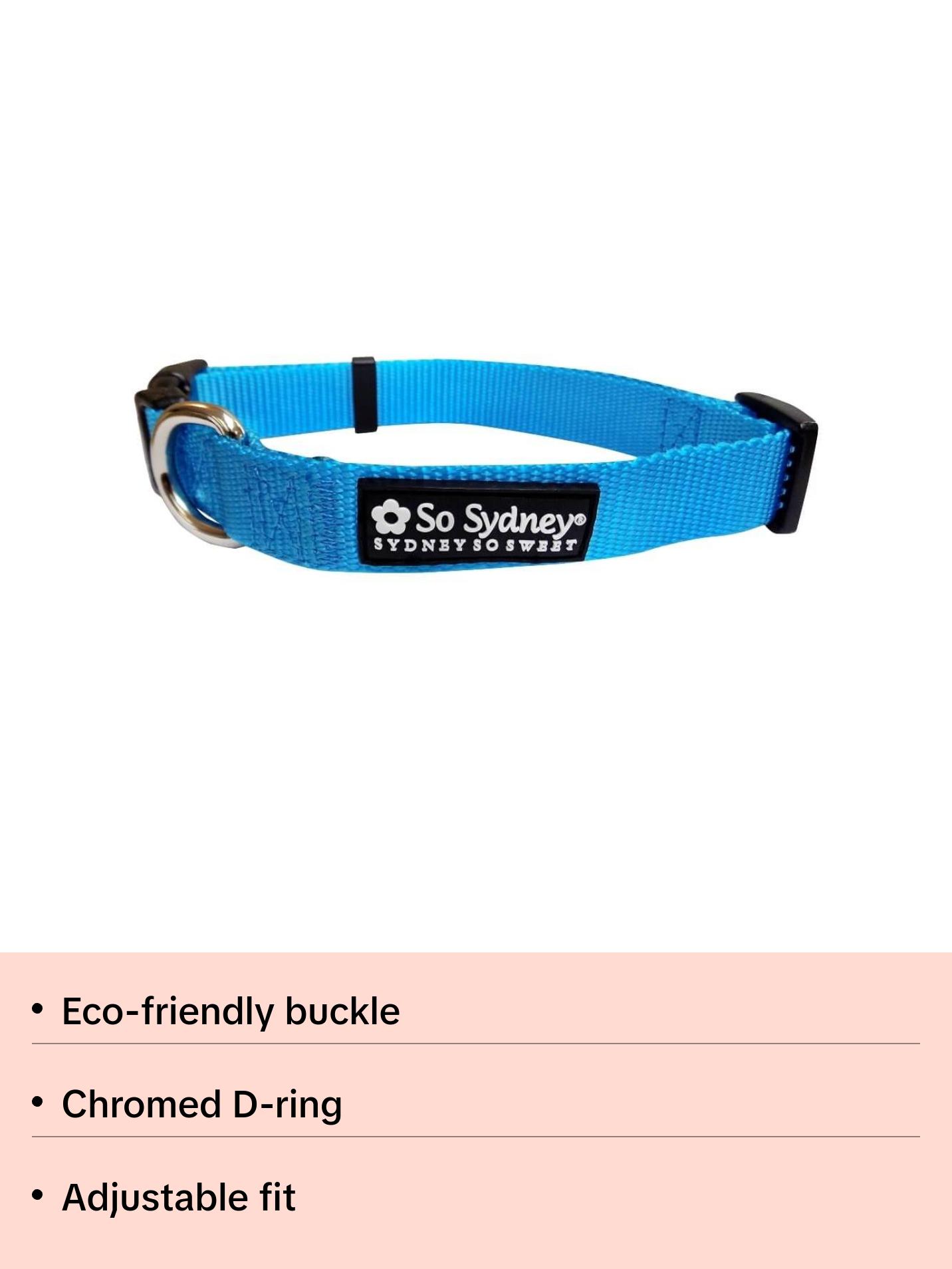 Light Blue Adjustable Nylon Dog Collar for Small, Medium, or Large Dogs