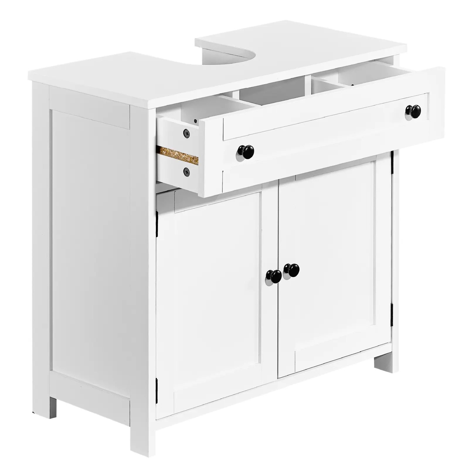 Modern Farmhouse White Bathroom Sink Base Cabinet, 23.62*11.81*23.62 Inch 1 Drawer Double Door Bathroom Vanity Furniture Without Washbasin, Large Hidden Storage Space For Bathroom Toiletries Towels Organizing bedroom organizer