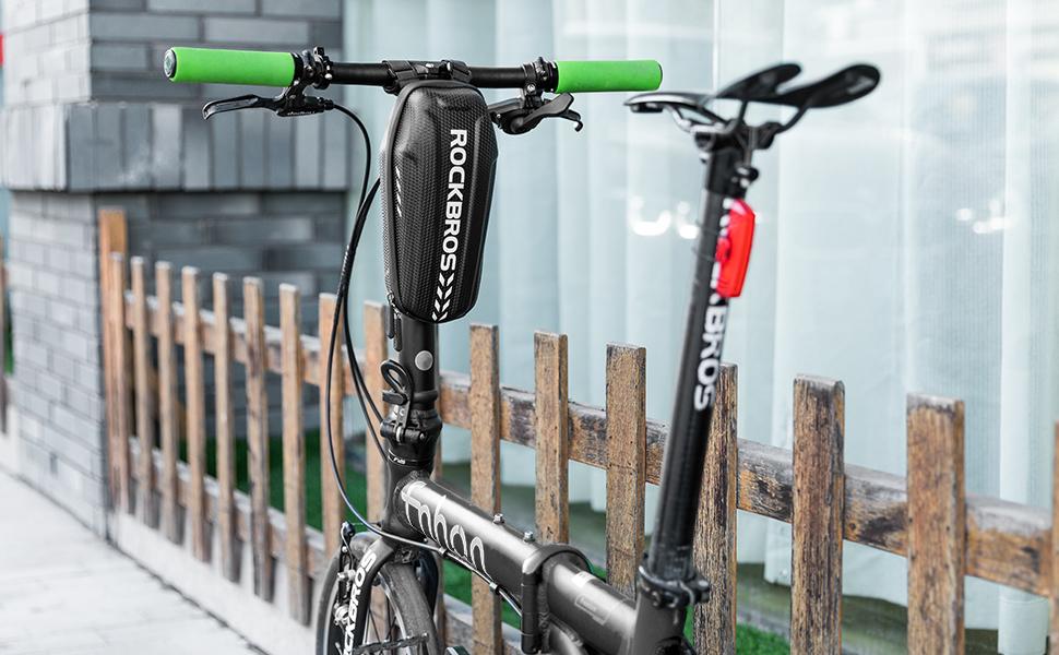 ROCKBROS Scooter Storage Bag, Water Resistant Front Hanging Bag for Xiaomi M365/M365 Pro/Segway ES/Folding Bike, 2L/3L Capacity, PU+EVA Fabric, Reflective Logo Design