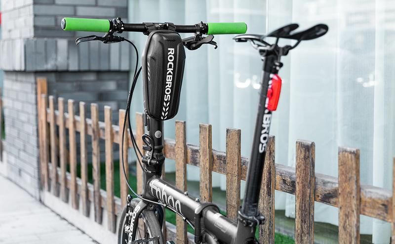 ROCKBROS Scooter Storage Bag, Water Resistant Front Hanging Bag for Xiaomi M365/M365 Pro/Segway ES/Folding Bike, 2L/3L Capacity, PU+EVA Fabric, Reflective Logo Design