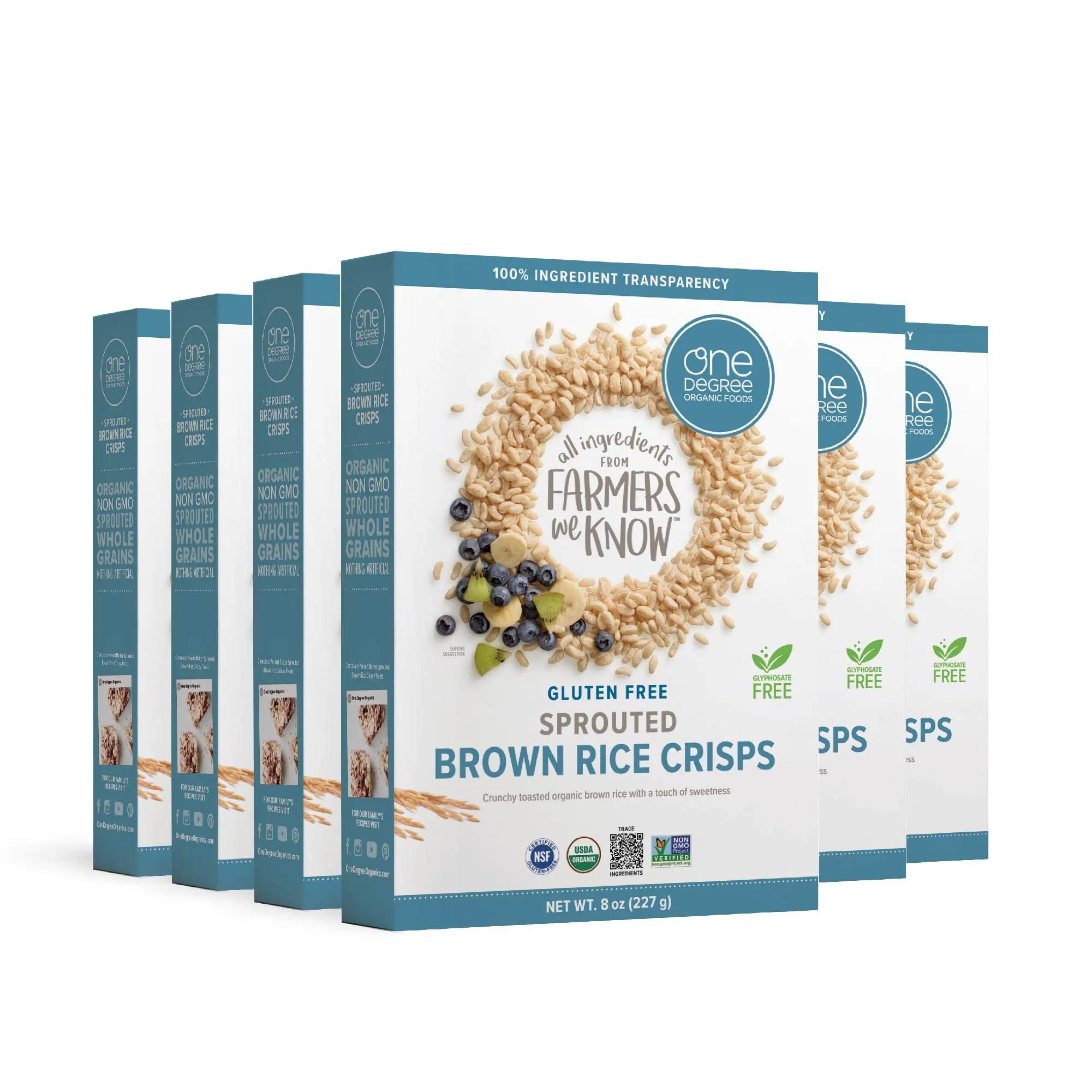 1 Degree Organic Foods Sprouted Natural Grain Brown Rice Crisps - USDA Organic, Non-GMO, Gluten-Free Breakfast Cereal, 8 oz, Fitness for Everyone