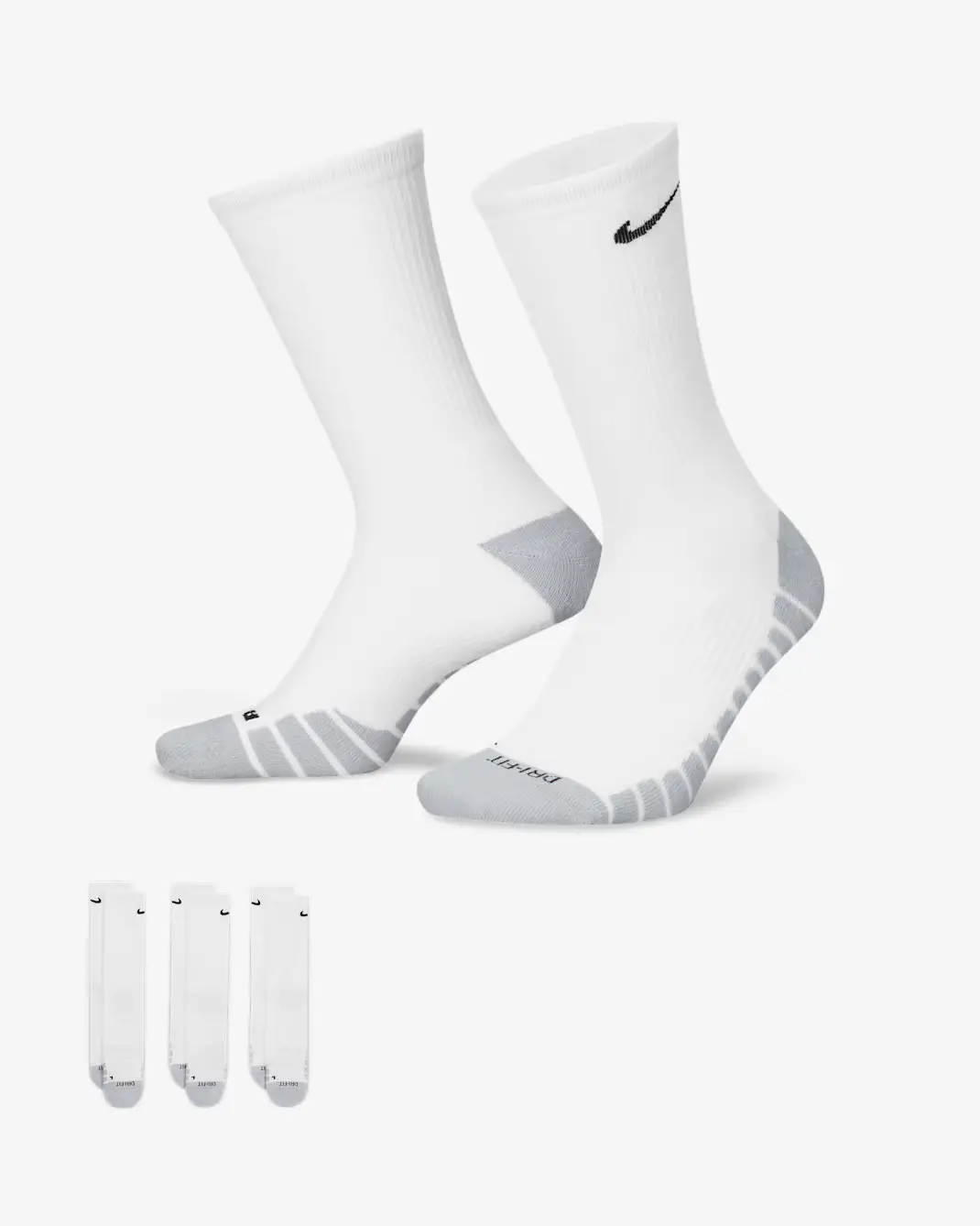 Nike Everyday Max White Cushioned Athletic Crew Socks, Synthetic, Size X-Large (12-15), 3-Pack, Athletic Sock, Crewsocks