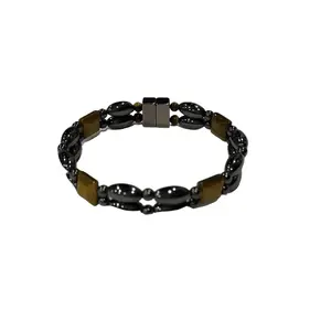 Double Strand Magnetic Hematite Bracelet with Teal Accents and Silver Beads for Pain Management and Stylish Fashion