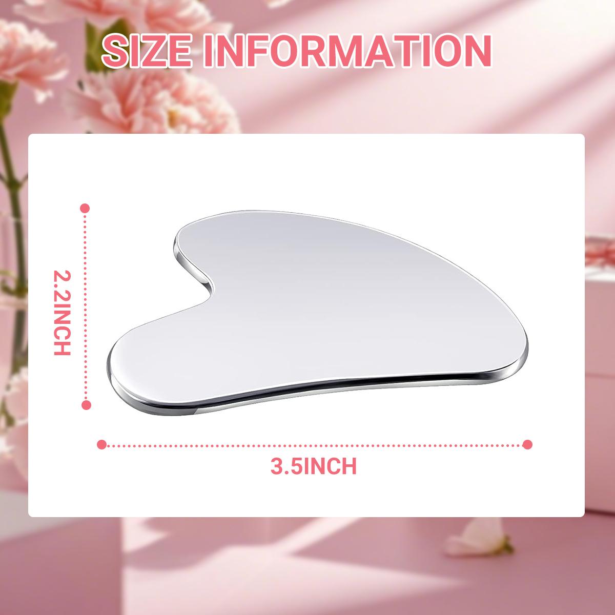 Premium Thick Steel Gua Sha Scraper with Leather Storage Case, Facial Beauty Instrument, Durable V-Face Sculpting & Face Lifting Tool, Luxe Skincare Massage Device for Spring Glow-Up Routine Face Dermaplaning