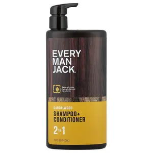Every Man Jack 2 In 1 Shampoo + Conditioner, Sandalwood, 16 fl oz (473 ml)