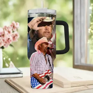 Toby Keith Patriotic 40oz 30oz Tumbler With Handle – Country Music Fan Stainless Steel Travel Mug