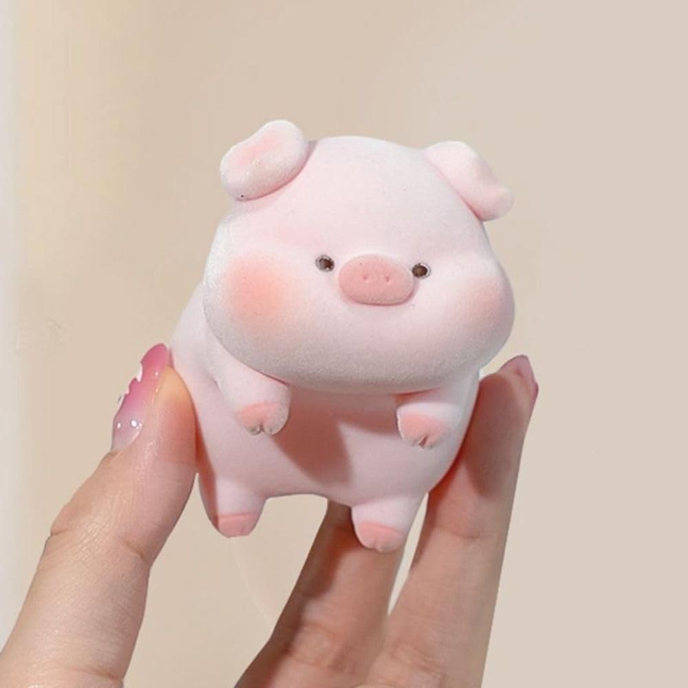 MUNBYN  Cute Piggy Lying Figurine Desk Ornament, Mini Pig Desktop Decoration for Office & Computer Desk, Adorable Pig Desk Accessories for Home and Workspace