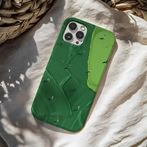 Phone Case, Green Golf Course iPhone Cover with Mini Golfers, Sports Lover Gift, Golf Aesthetic Accessory, Tough Case, Protective Phone