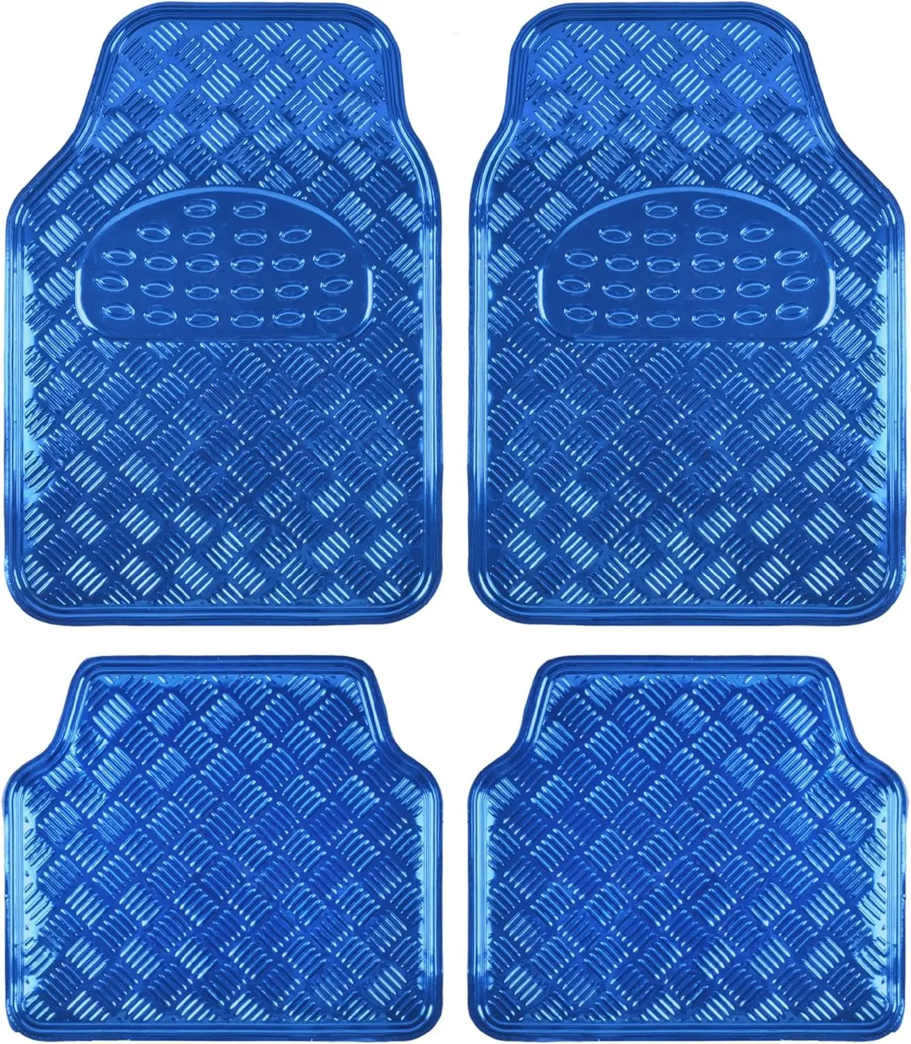 Metallic Chrome Car Floor Mats All-Weather Universal Fit Automotive Floor Mats for Cars SUVs, Floor Mats for Trucks, Car Mats Full Set Front & Rear, Non-Slip Backing