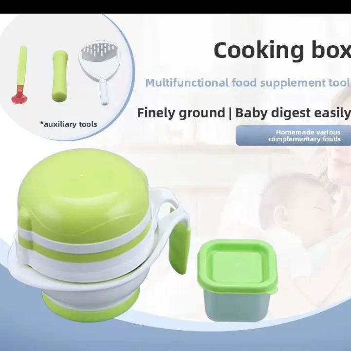 Baby Manual Compact Portable Multi-Functional Hand-Cranked Food Processor Set with Bowl - BPA-Free, Dishwasher Safe, Microwave Safe, Citrus Juicer for 6-9 Months Homemade Baby Food Puree Prep, Fresh Baby Food